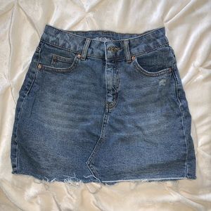 Distressed jean skirt